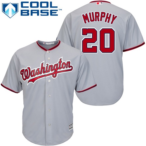 Nationals #20 Daniel Murphy Grey Cool Base Stitched Youth MLB Jersey - Click Image to Close